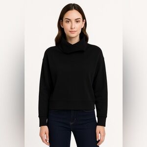 Ideology Women's Black Ribbed Funnel Neck Long‎ Sleeve Pullover Top